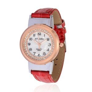 STRADA Watch Austrian Crystal Red Original Box